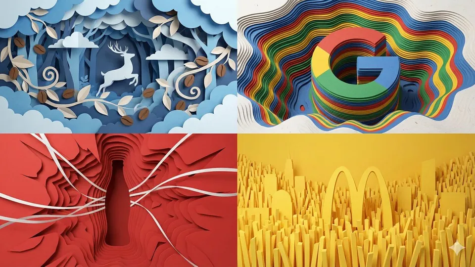 Layered paper art composition